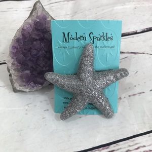 MODERN SPARKLES silver glitter starfish hair clip